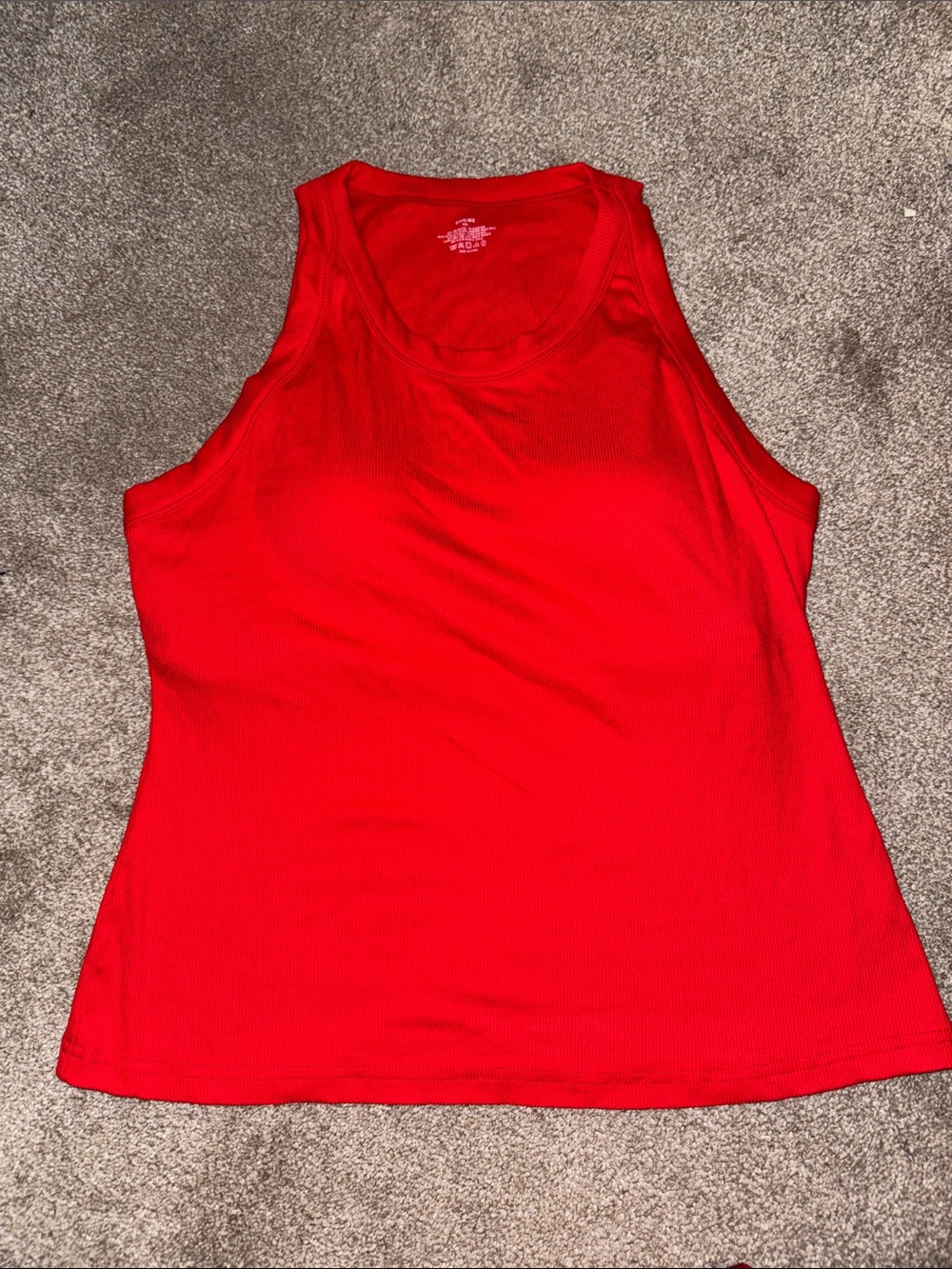 Classic Scoop Neck Ribbed Tank Top in Red